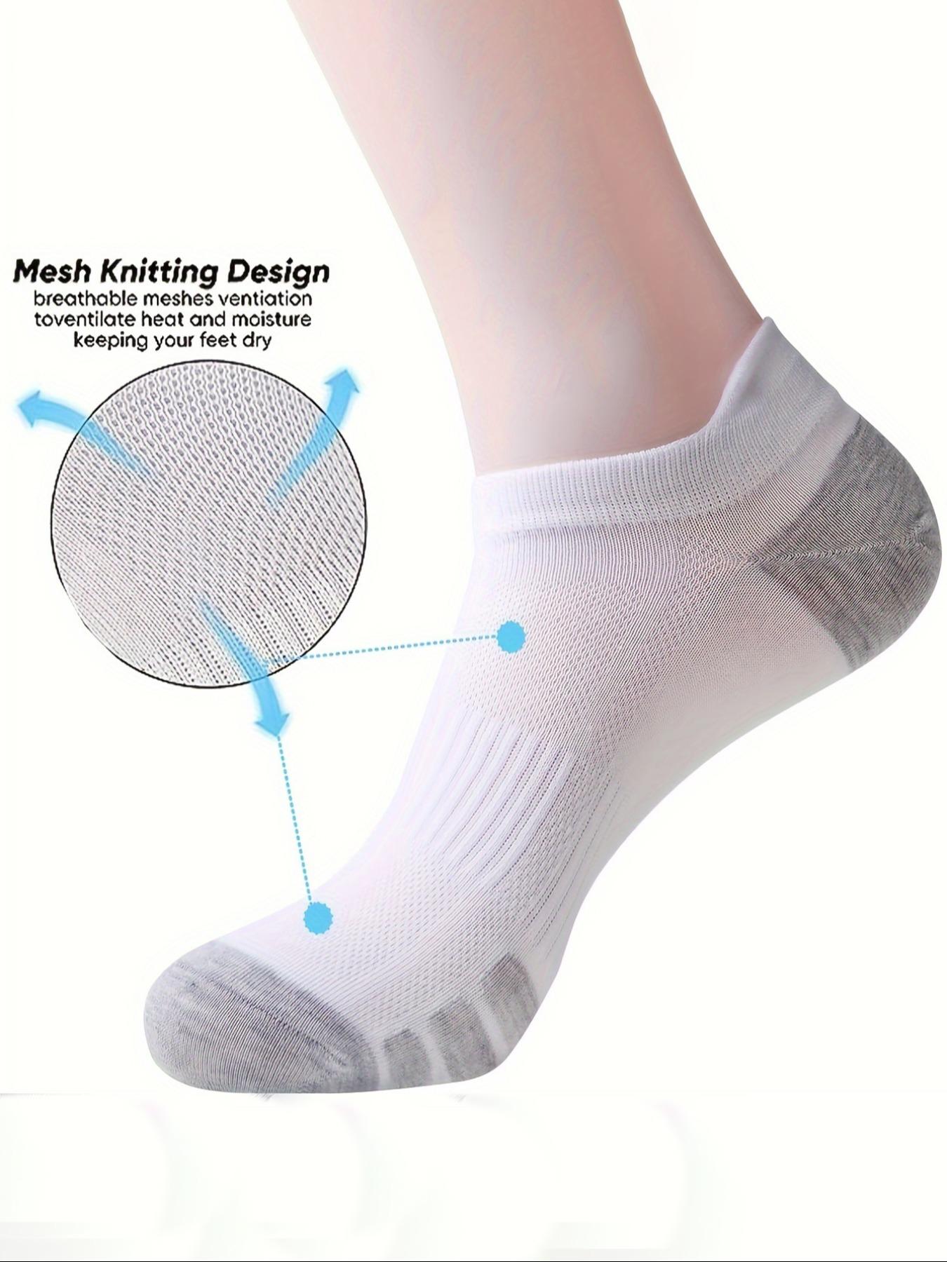 Men's Patchwork Print Ankle Socks, Casual Moisture Wicking Low Cut Socks for Daily Wear, Soft Comfy Breathable Fabric Socks for All Seasons, White Socks