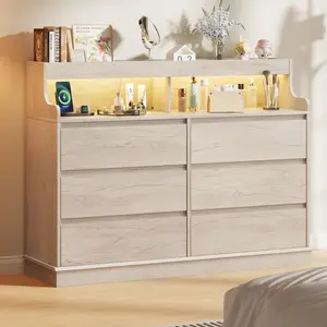 8-Drawer Wooden Chest of Drawers, Wide Bedroom Dresser with Spacious Top for Closet, Hallway