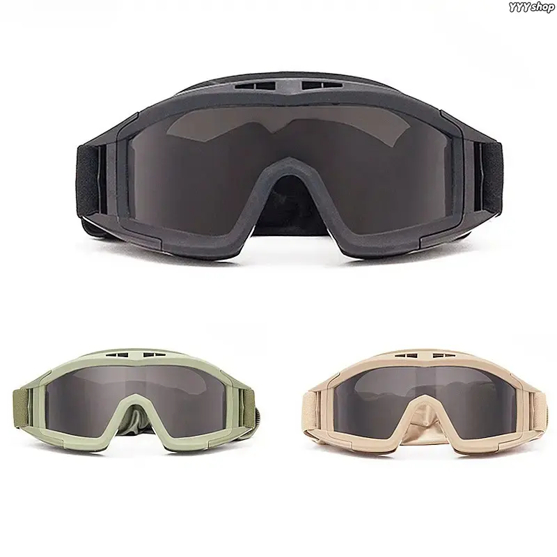 3-Pack Unisex Tactical Sports Goggles, Fog-Resistant Impact-Safe Protective Eyewear With Adjustable Elastic Strap, Windproof Sandproof Wrap-Around Shades For Cycling, Hiking, Outdoor Training & All Outdoor Activities