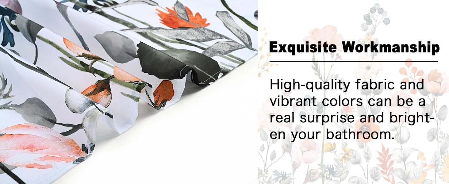 Floral Shower Curtains for Bathroom Flower Pretty Fabric Colorful Wildflower Flowered Shower Curtain with 12 Hooks Decorative Machine Washable, 72" W x 72" H