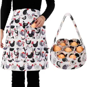 2 count Egg Collecting Apron Chicken Egg Gathering Basket with 7 Pouches Holding Apron with 15 Pockets for Chicken Duck Goose Eggs