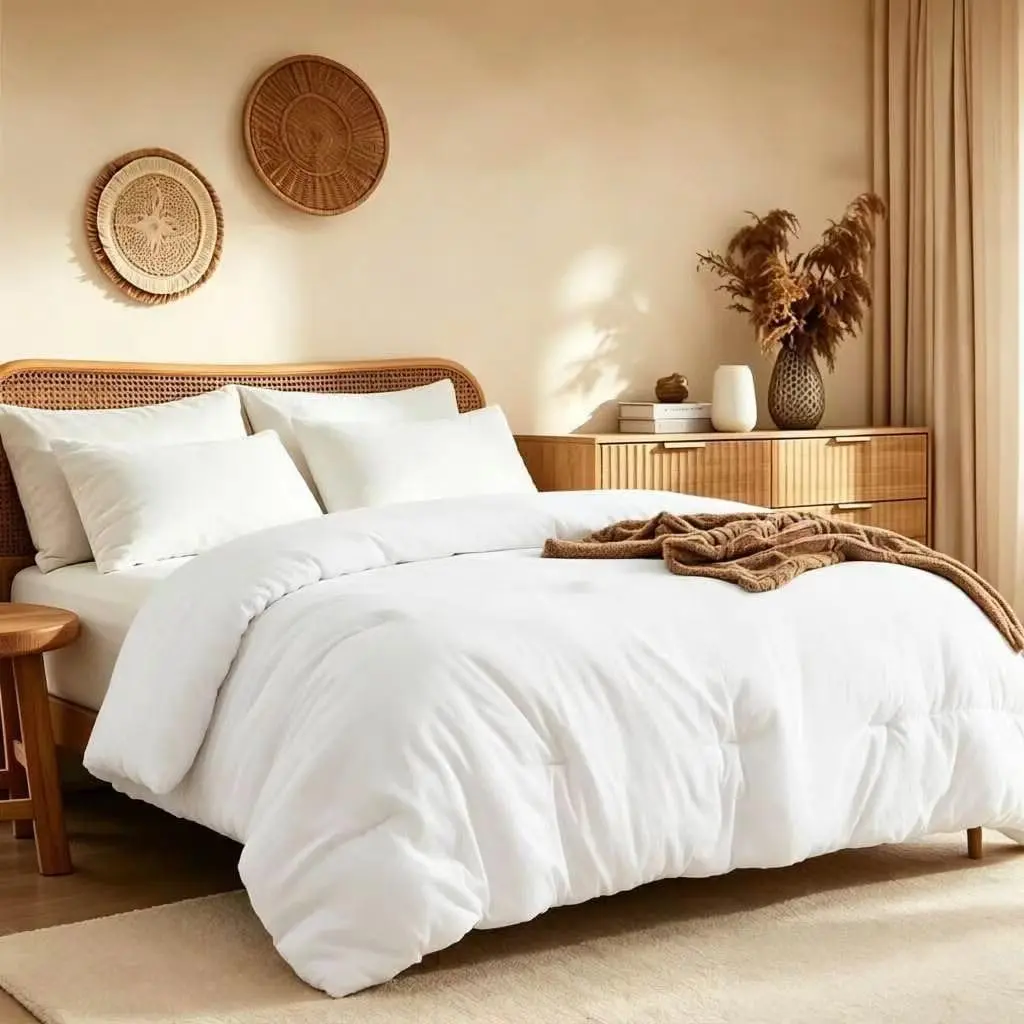 Queen Comforter Set Prewashed Lightweight Quilted Bedding, All Season Breathable Down Alternative Solid White Comforter (90"x90") with 2 Pillowcases