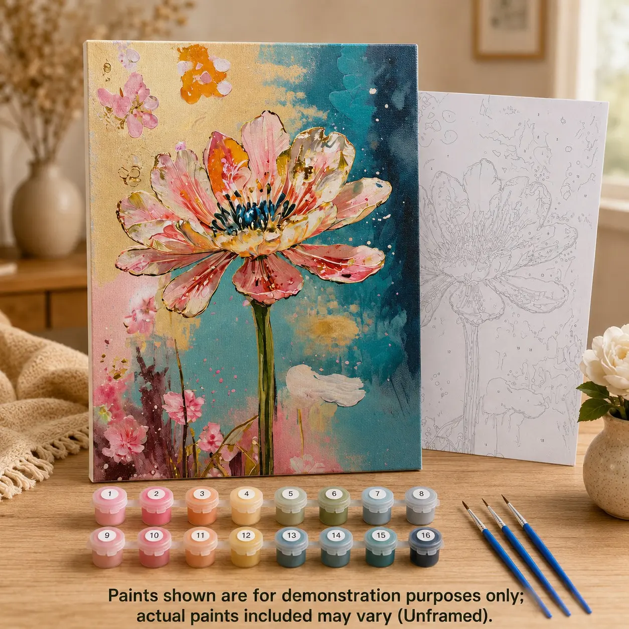 DIY Paint by Numbers Color by Number Kit, Floral Abstract Style, 40x50cm, Includes Canvas, Paints, Brushes, No Frame, Adult Relaxation Craft, Home Decor