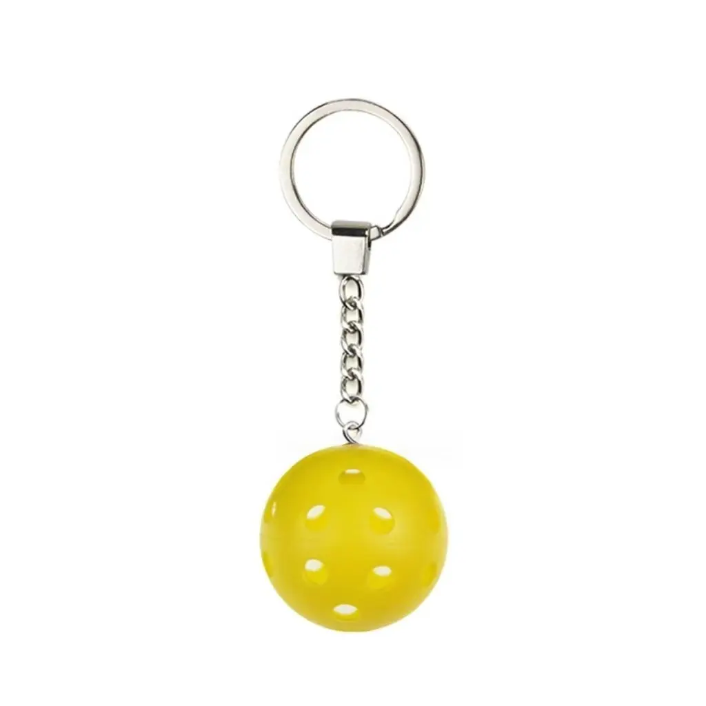 Vibrant Yellow Pickleball Keychain, Mini Perforated Polymer Ball Charm, Lightweight Impact-Resistant Design for Player Backpacks, Athletic Sports Fan Gift, Athletic Aesthetic, Backpack Charm, Impact-Resist., Keychain Attachment, Polyester