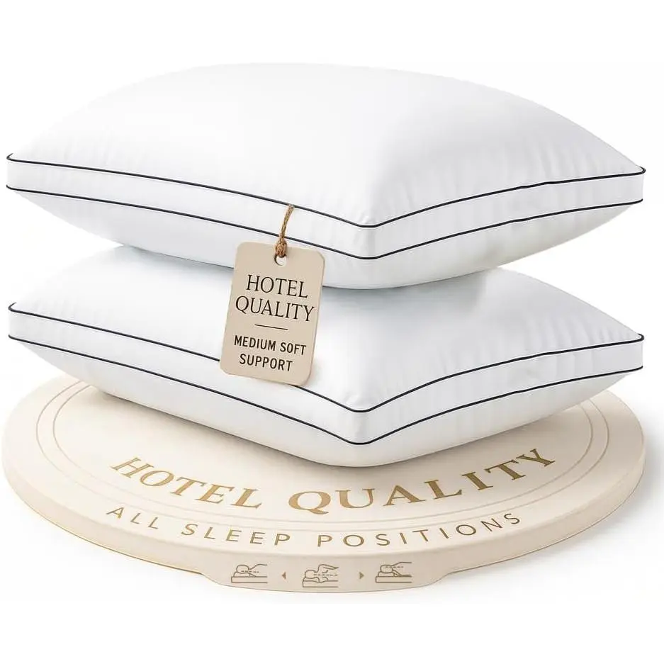 Pillows  Size Set of 2 (20"x30") - Hotel Pillows, Medium Firm & Down Alternative Support for  Type of Sleepers, Cooling Bed Pillow for Sleeping - Easy Care & Machine Washable