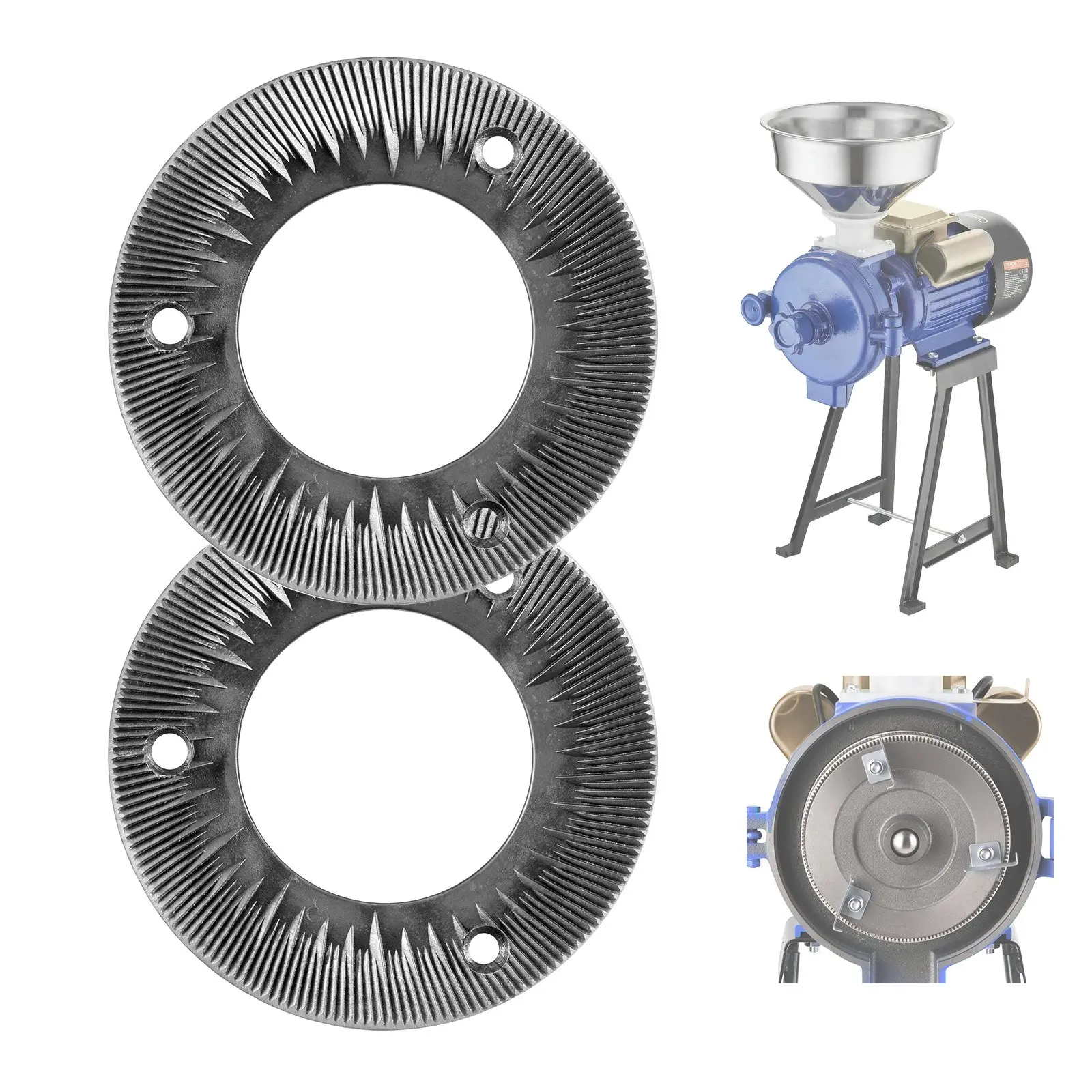 VEVOR 2PCS Grinding Sheets for Electric Grain Mill Grinder, Cast Iron Dry Grinding Discs, Replacement Grinding Plates Compatible with VEVOR GM-001, GM-002, GM-003 Corn Spice Mill Grinder
