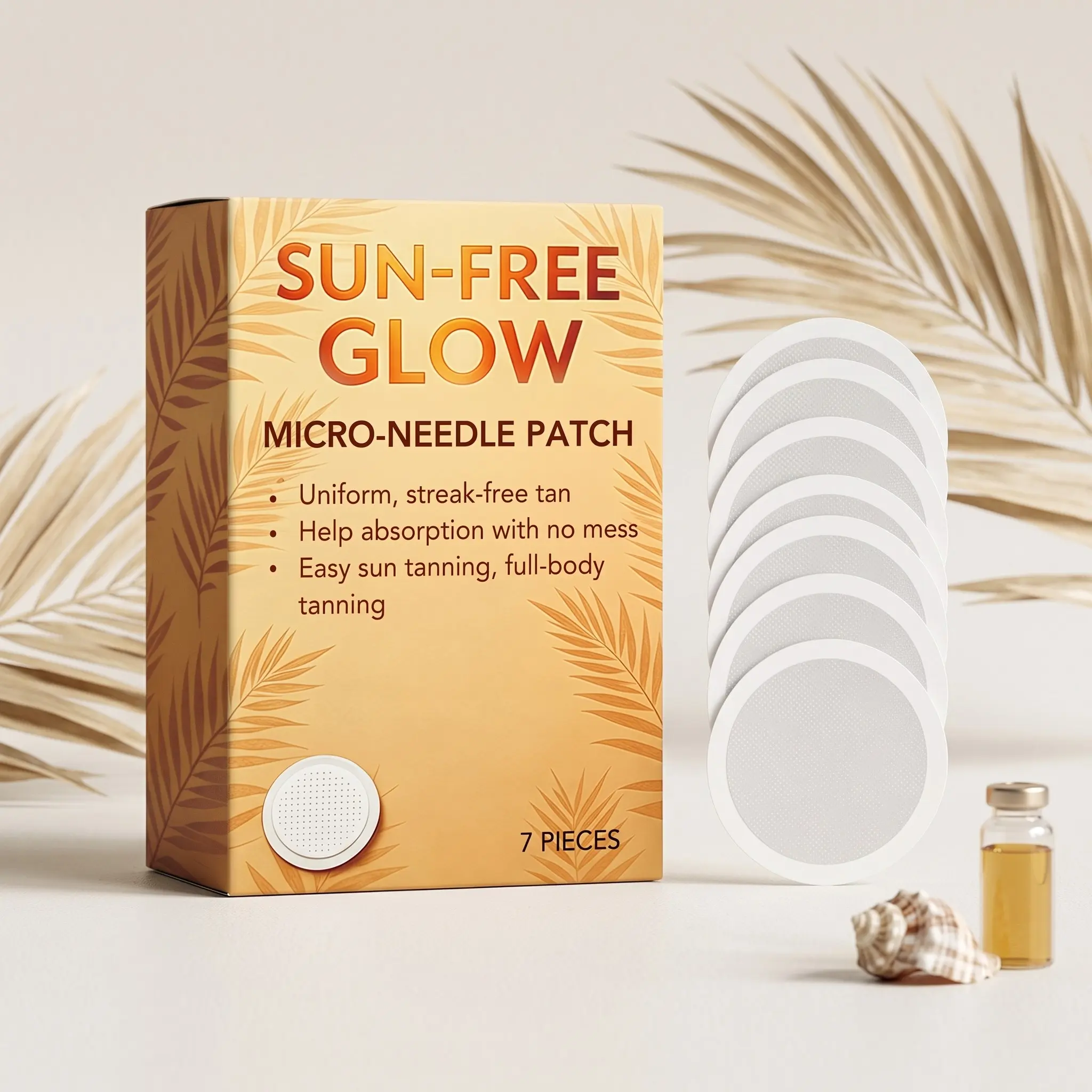Sunless Tanning Body Care Patches (7pcs), Summer Indoor Tanning, Healthy Bronze Tone Skin, Comfortable Fit, Gentle Formula, Alcohol-Free, Suitable for All Skin Types