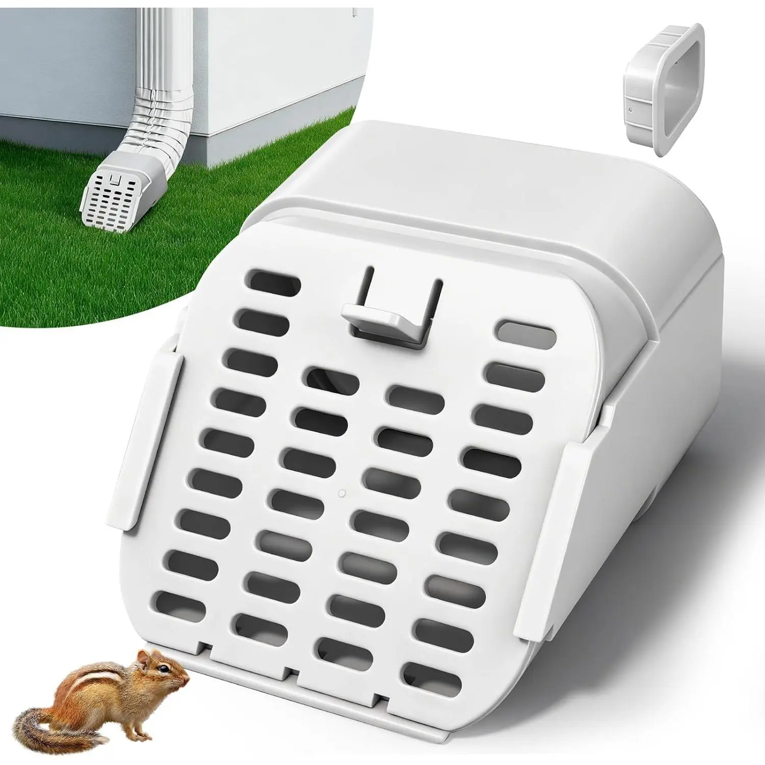 2"x3" & 3"x4" Type A Gutter Downspout Extensions, Removable Gutter Cover, Downspouts Diverter, Gutter Splash Guard, Outlet Filter & Leaf Guard, Fit for 2"x3" and 3"x4" Type-A Downspout (1Pack, White)