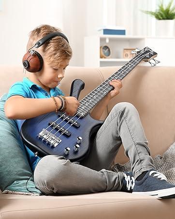 GLARRY Bass Guitar Full Size 4 String Exquisite Stylish Bass with Guitar Bag Power Line and Wrench Tool