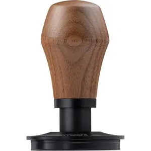53.3mm Espresso Coffee Tamper V4, Spring Loaded Tamper With Titanium PVD Coating Flat Base for Breville Sage 54mm Portafilters, Genuine American Walnut Handle