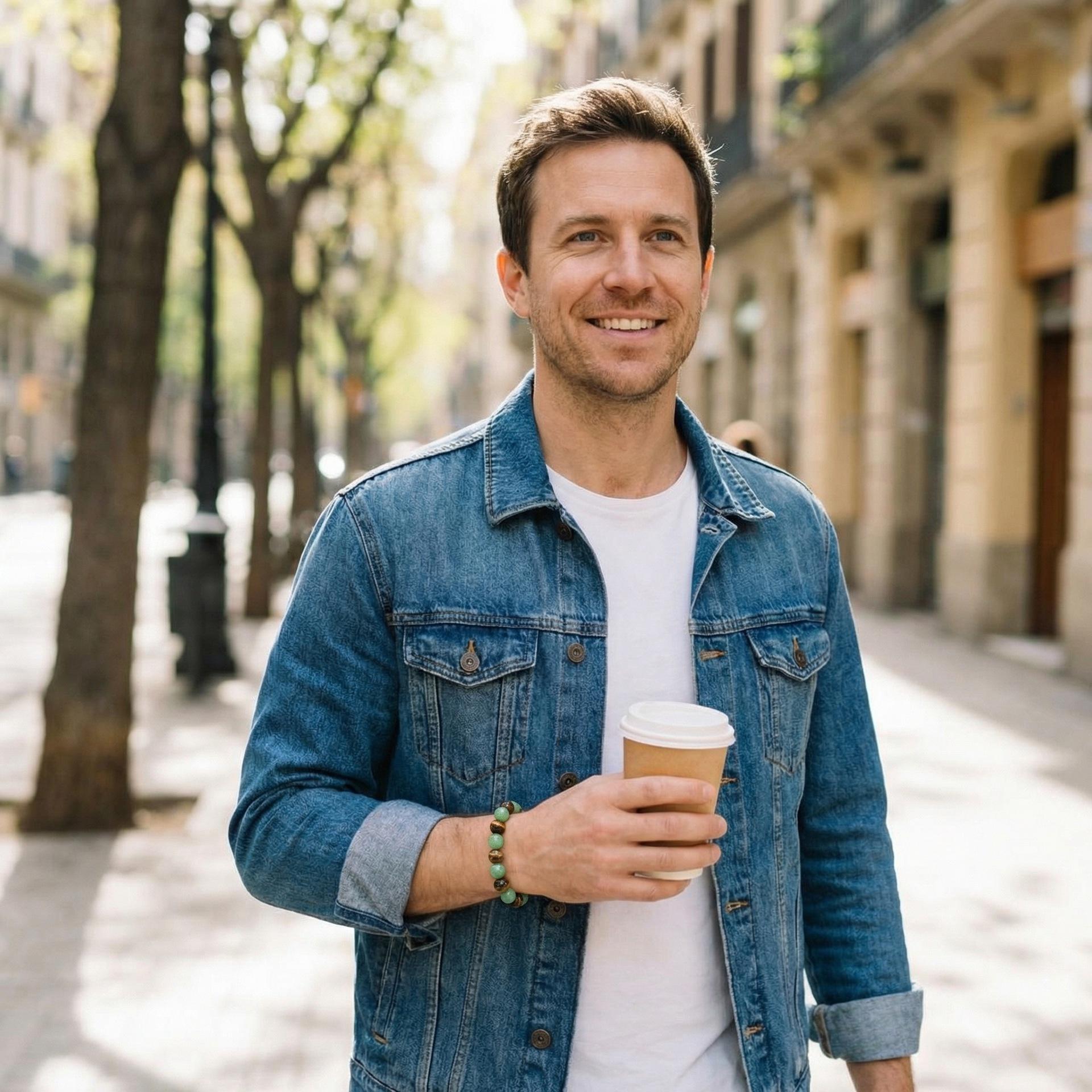 Cross-border bestseller green aventurine tiger eye natural stone bracelet, wealth and energy jewelry, handmade beaded bracelet