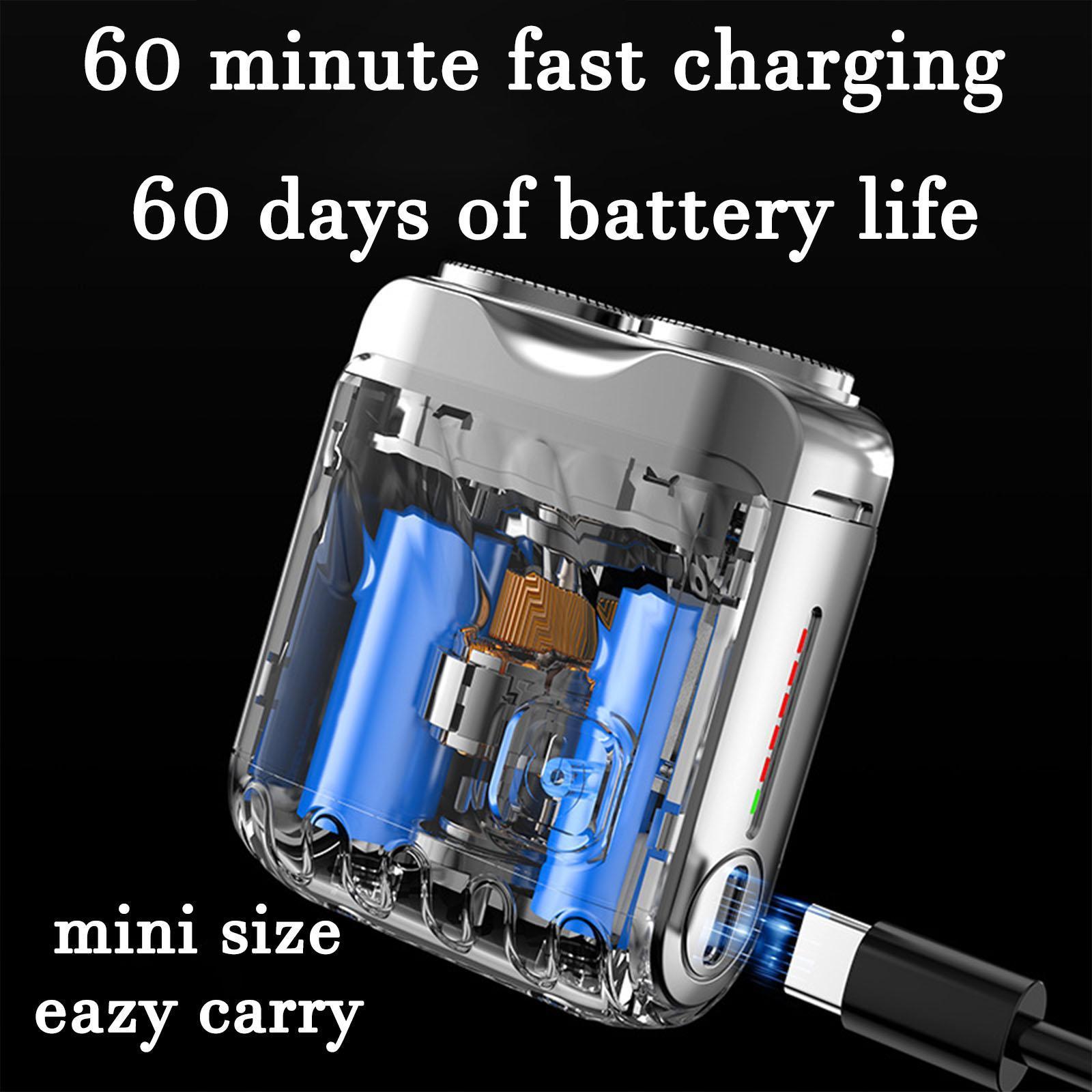 USB Rechargeable Mini Electric Shaver for Men, Dual Ring Rotary Razor with Magnetic Washable Head, Portable Travel Beard Trimmer USB Rechargeable Mini Electric Shaver for Men, Dual Ring Rotary Razor with Magnetic Washable Head, Portable Travel Beard Trimmer