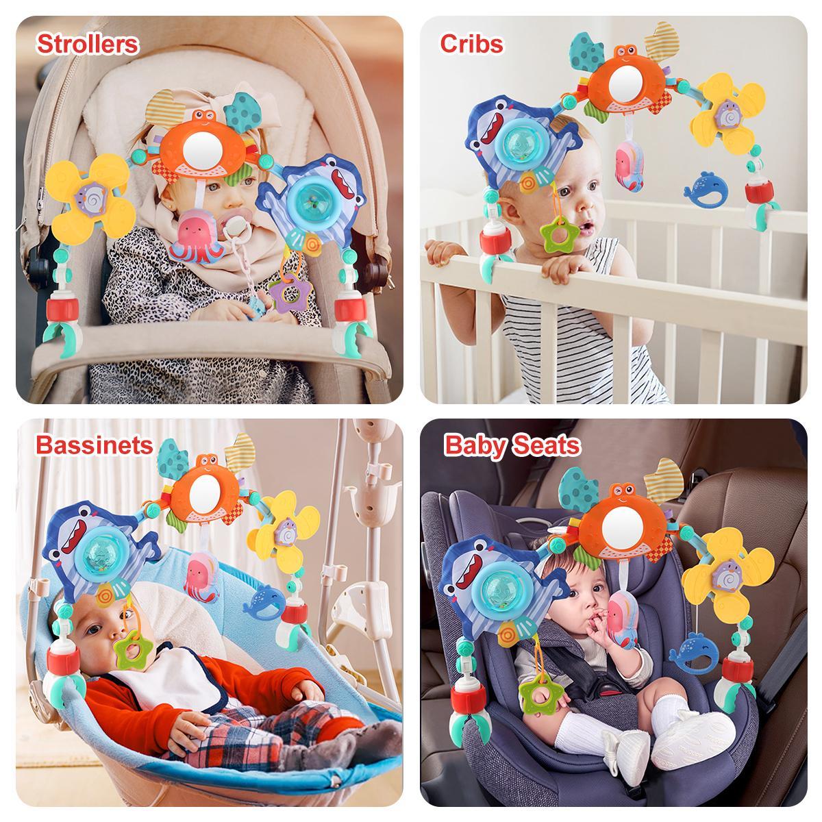 Baby Stroller Hanging Toy, 1 Set Multifunctional Interactive Stroller Sensory Toy, Early-Education Smart Toy for Baby