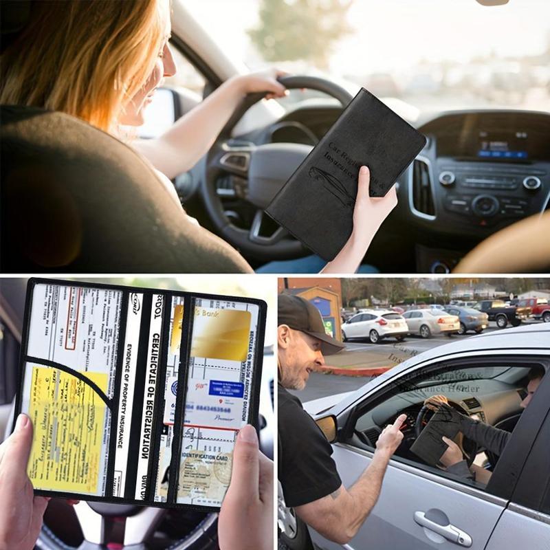 Car Registration & Insurance Card HolderMagnetic Closure Vehicle Organizer, CarEssential Document Wallet, forPokemon Cards Holder, Compact CarAccessories