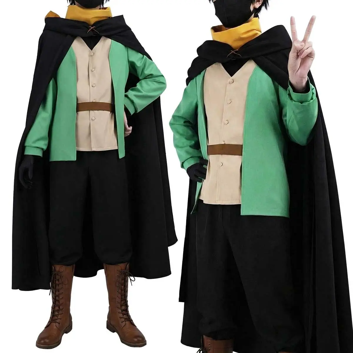 HOLOUN Natsuki Subaru Cosplay Costume Zero Anime Black Cloak Vest T-shirt Pants Scarf