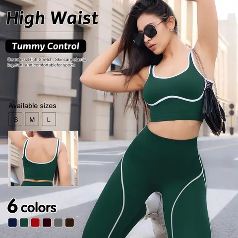 Women's 2-Piece Sportswear Set, Sleeveless High Waist Workout Top and Tight Pants, Fitness and Daily Exercise, Fashionable Gym Clothes, Sporty Fashion Set