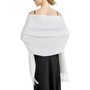 Soft Silky Pashmina Shawl Wraps Solid Colors Scarf for Wedding Evening Dresses