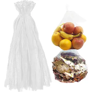 100Pcs 24’’ Reusable Mesh Produce Bags, Onion Fruits Net Bags and Seafood Boil Bag for Crab Clam Crawfish, Mesh Storage Bag for Grocery Shopping Storage of Fruits Vegetable Seafood & Garden Produce