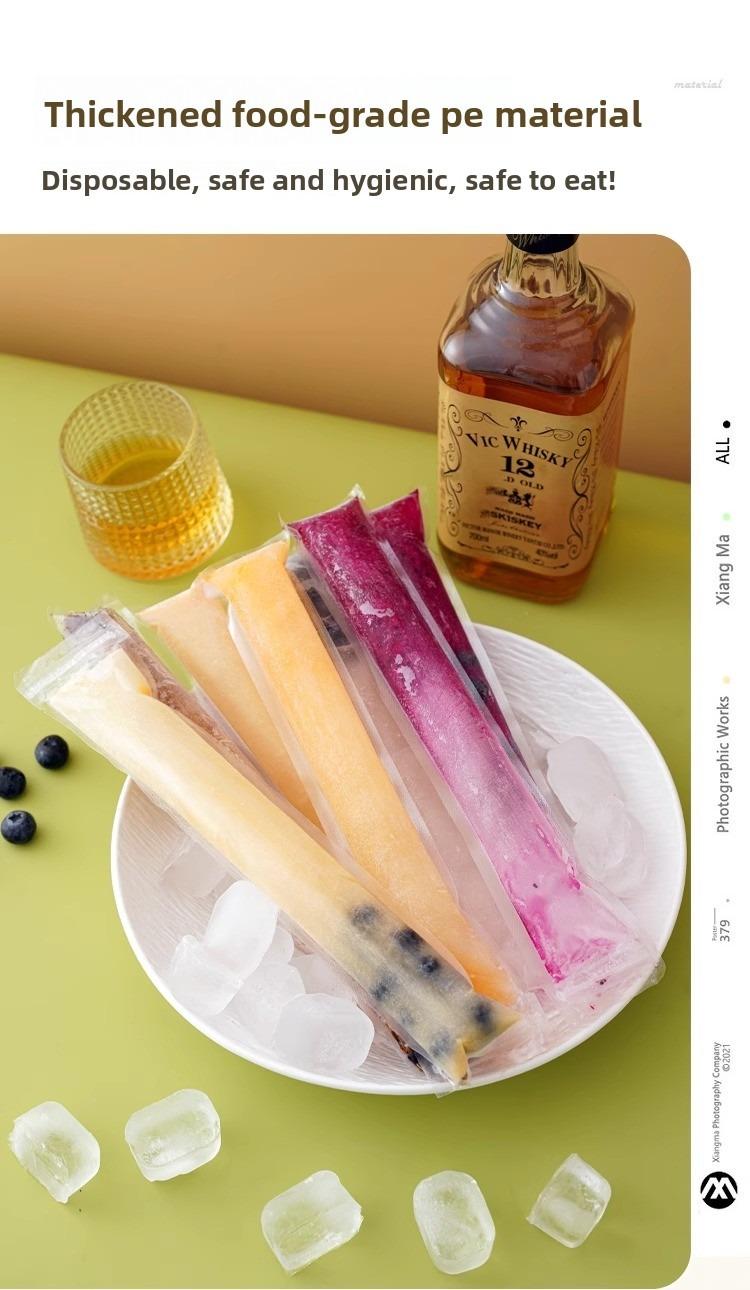 Food-Grade Disposable Popsicle Bags Self-Sealing Leak-Proof BPA Free Ice Cream & Fruit Jelly Molds Kids Friendly DIY Supplies