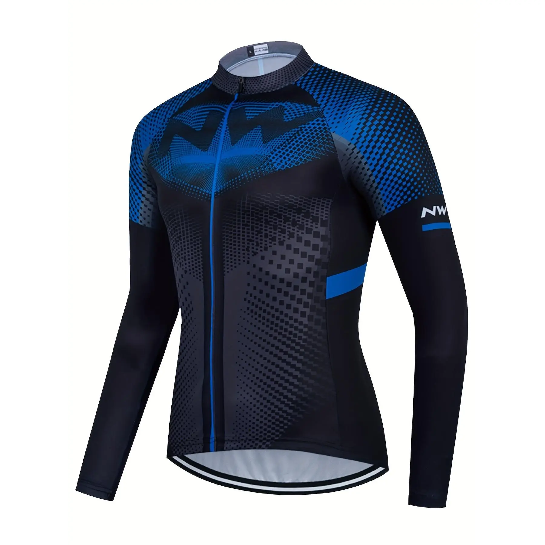 Men's Full Length Polyester Cycling Shirt - Male Outdoor Sport Top with Wicking Fabric, Breathable Material, Fluorescent Green & Black Print, Zipper Round Collar, Streamlined Design for Cycling, Hiking, Casual Wear, Fluorescent Green And Black Print, Long