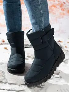 Women's 2026 New Thickened Fleece Magic Tape Snow Boots, Waterproof High-Top Cotton Shoes, Winter Warm Outdoor Footwear