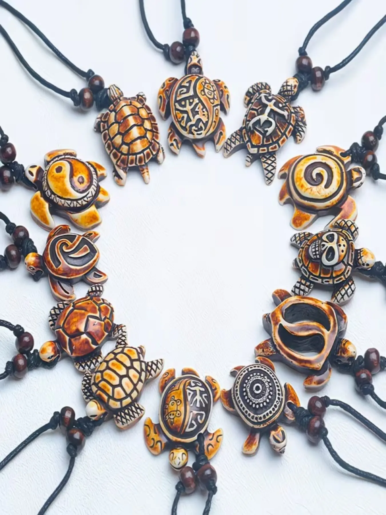 12 Pcs Retro Turtle Couple Pendant Necklace, Adjustable Rope Braided Turtle Pendant, Punk Hip Hop Style, Night Club Party Jewelry