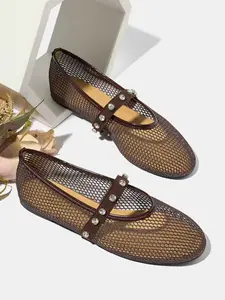 New Arrival French Mesh Mary Jane Shoes, Casual Cut-Out Design, Breathable Rubber Sole, Perfect for Spring Summer Fall, Comfortable & Stylish