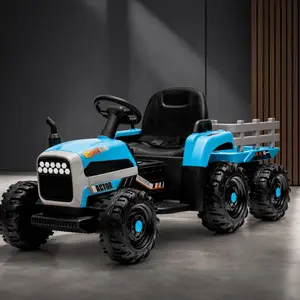ARCH Furniture Toddler 24V Battery-Powered Farm Electric Ride-On Tricycle, 2x200W Motors, 3-Speed (1.86-4.97MPH), Remote Control, USB/MP3/Bluetooth, LED Lights, Safety Belt, PP Plastic, Trailer Included