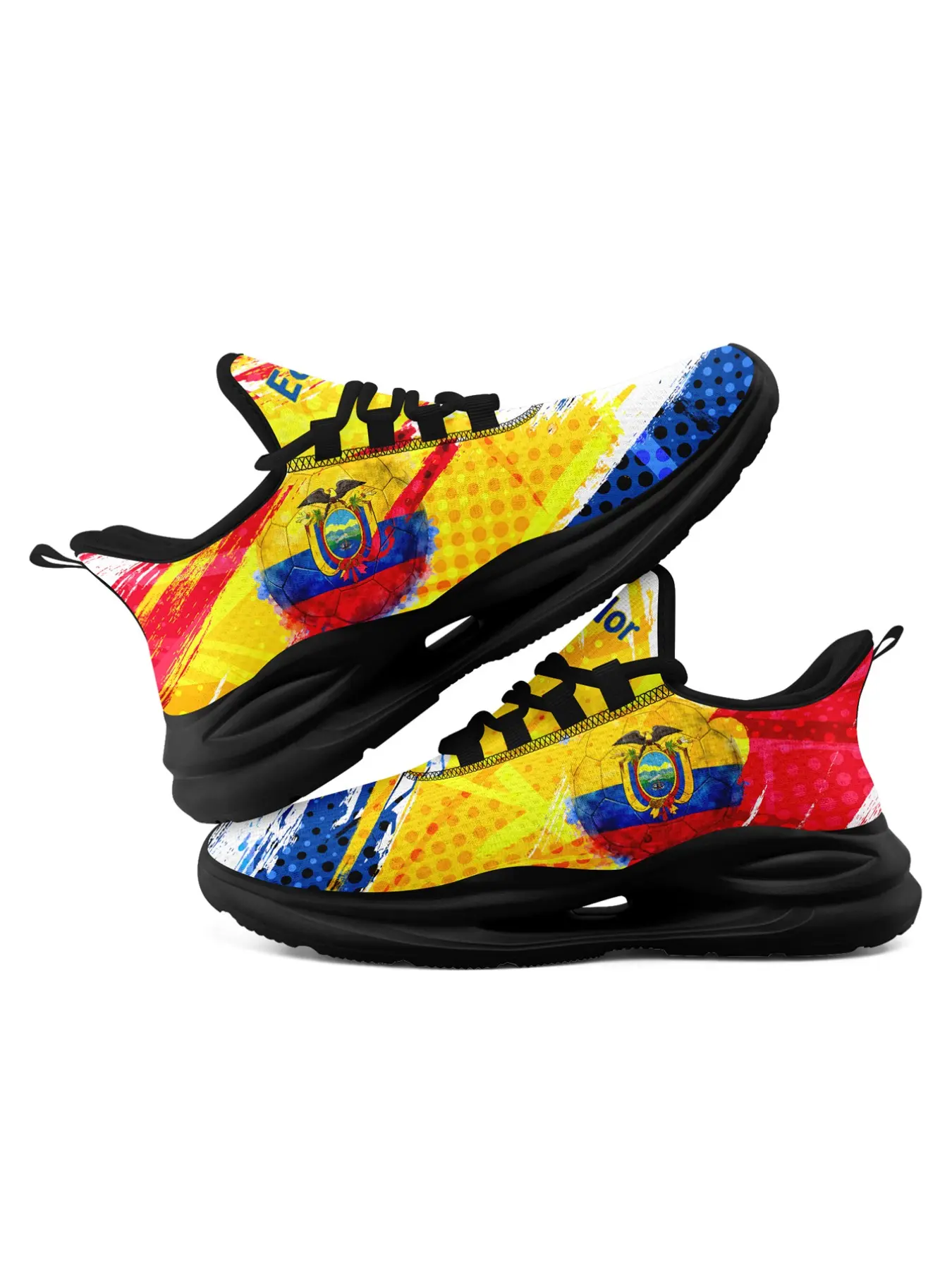 Men's Dynamic EC COLORS Artistic Print Lace-Up Low Top Shoes, Athletic Casual Sneakers, Supportive Walking & Running Shoes, Breathable Plus Size