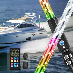 Nilight Boat Navigation Light 4FT Spiral LED Whip Lights 360° Visibility 2NM Coast Guard Compliant 400+ Patterns with Remote Plug-in Base Boats Stern Navlight for Night Fishing, Yacht, Pontoon
