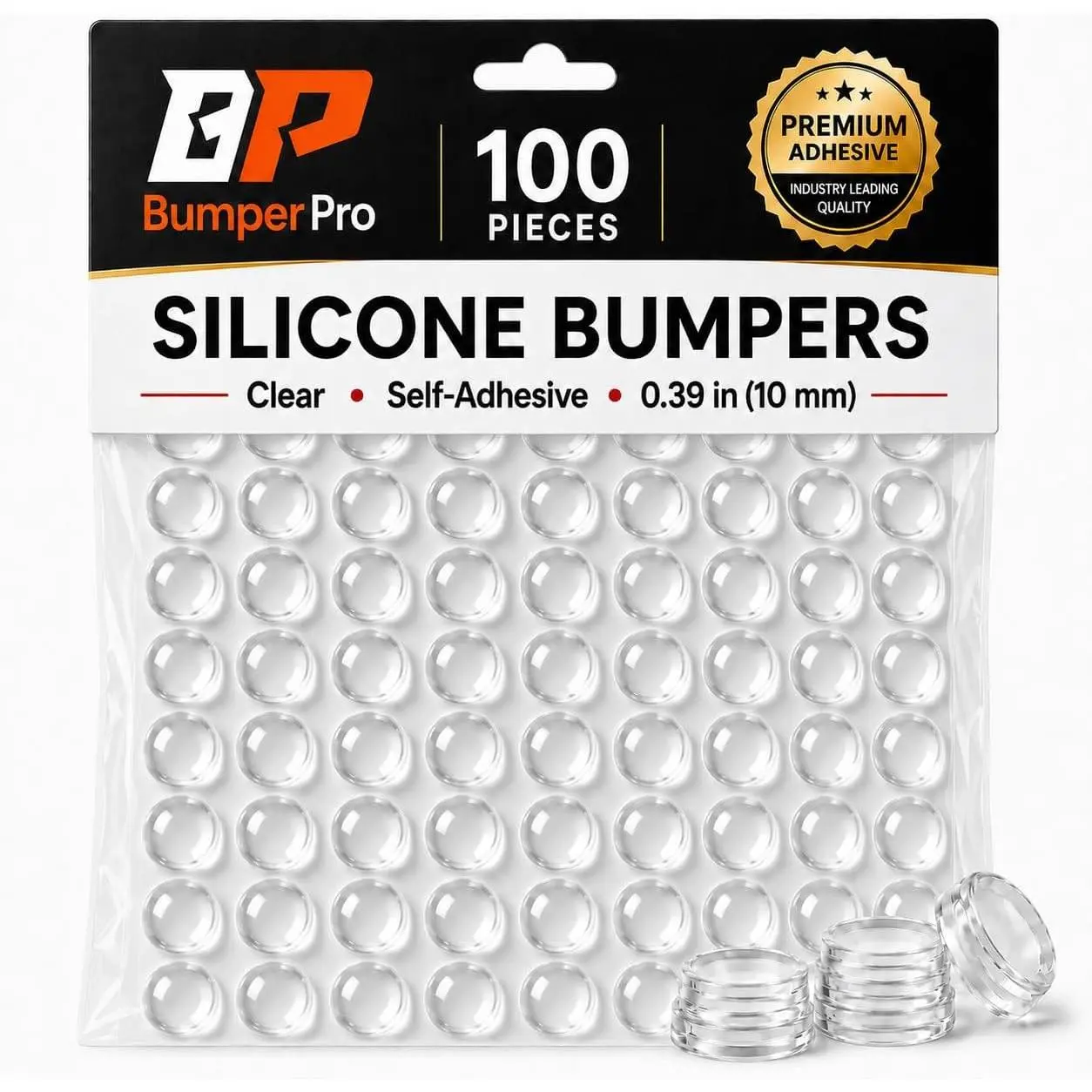 100PCs Clear Cabinet Door Bumpers 3/8", Self Adhesive Silicone Clear Rubber Bumpers, Cabinet Door Dampers, Rubber Stoppers for Furniture, Adhesive Rubber Feet Pads, Drawer Stops, Cabinet Stoppers