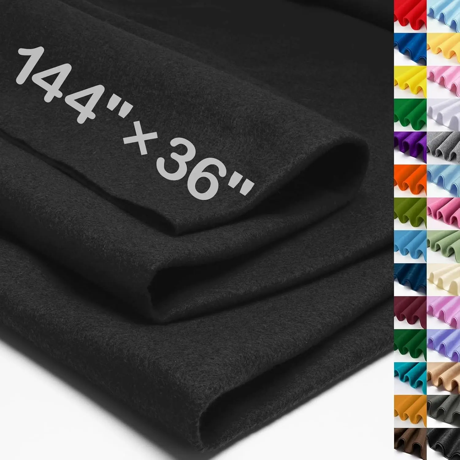 Black Large Felt Fabric Sheet 144" x 36" (4 Square Yards), 1.4mm Thick Soft Nonwoven Fabric for Crafts, Decoration, Sewing, DIY ProjectsGift