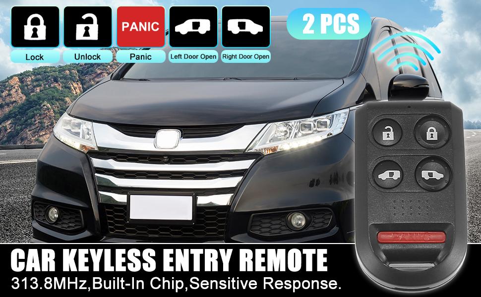 2pcs 313.8MHz OUCG8D-399H-A Replacement Smart Proimity Keyless Entry Remote Key Fob for Honda Odyssey 2005-2010 5 Buttons
