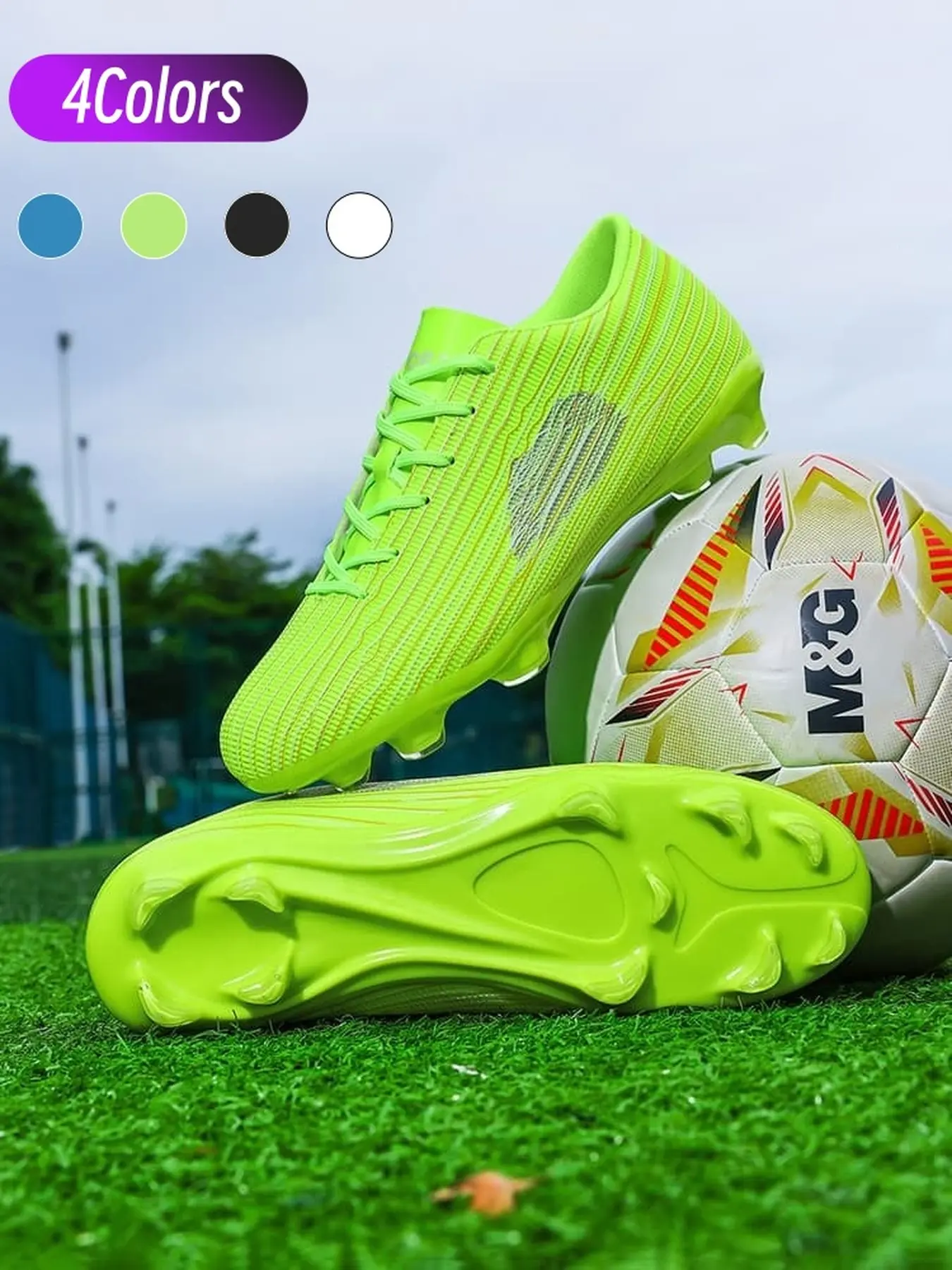Unisex Low-cut Vertical Stripe FG Soccer Cleats, Textured Synthetic Upper For Precise Ball Control, Soft Snug Collar, Anti-slip Firm Ground Stud Outsole, Professional Football Boots For Artificial Grass Training & Matches