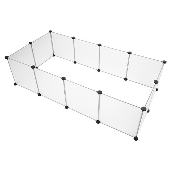 12 Panels Transparent Small Animals Playpen,28" x 56" x 14" Portable Pet Playpen,Plastic Enclosure,Puppy Play Pen for Indoors Outdoor Pet Fence for Guinea Pigs,Bunny,Ferrets,Hamsters,Hedgehogs