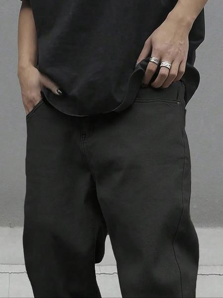 Men's Solid Color Button-Fly Flared Jeans - Slim-Fit & Casual Style, Comfortable with Pockets, Featuring Frayed Cuff Design. Suitable for Daily Wear; Also a Versatile All-Season Bottom for Men (Extended Fit).