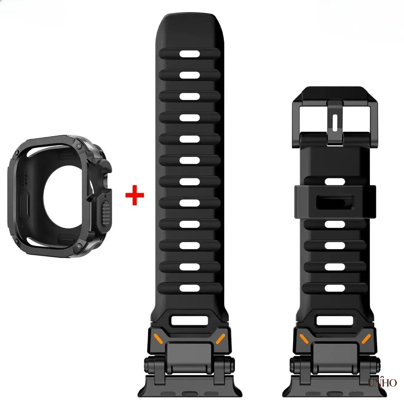 2026 New 2-Pack iWatch Ultra Accessory Set, Rugged Fluororubber Sport Strap + TPU Shockproof Full Protective Case Combo Exclusively For Apple Watch Ultra 1/2/3 49mm, Wear-Resistant Anti-Drop Wrist Kit Ideal For Outdoor Hiking, Camping, Gym Training, Daily