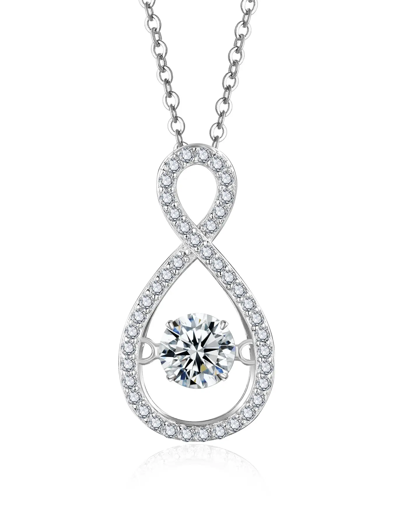 S925 Silver Infinity Symbol Moissanite Necklace, Hollow Out Main Stone, Luxury Gift for Women, Lockbone Pendant Jewelry, Dainty Necklace