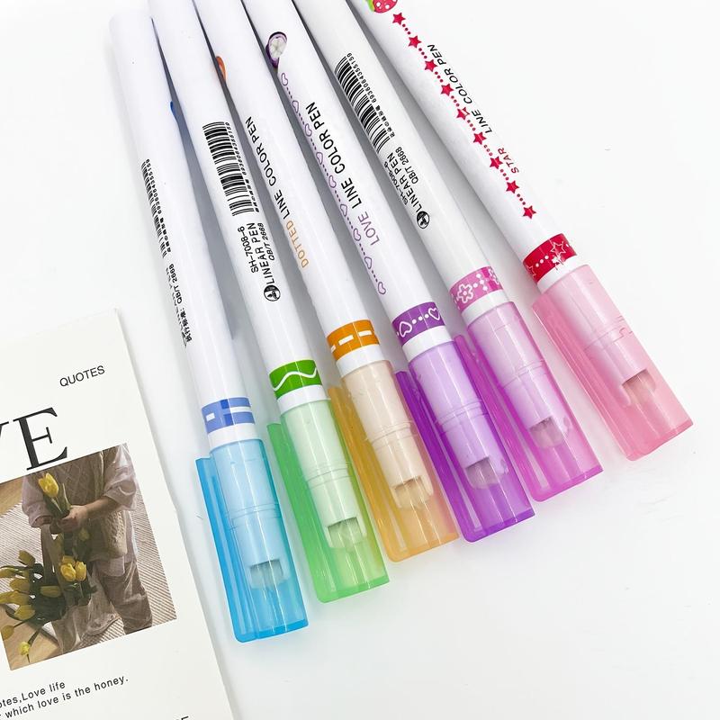Flower Shaped Fine Line Marker Pen (6 Counts), Multifunctional Writing Tool, Art Markers, Note Taking Pen, Office Stationery & Supplies