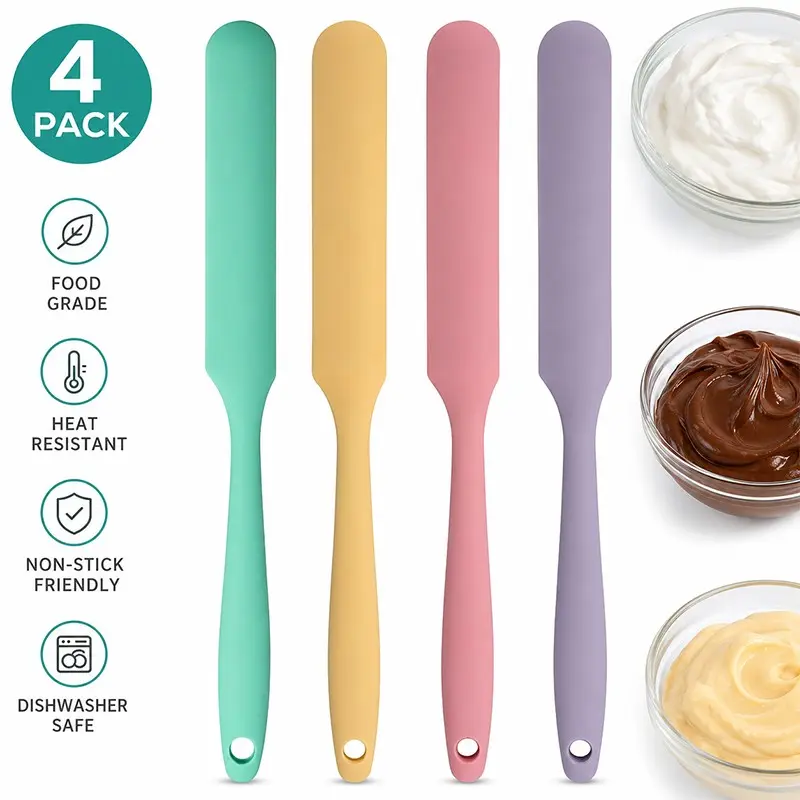 4-Piece Silicone Spatula Set for Baking, Mixing, and Cooking, Baking Accessories, Baking Supplies – Flexible, Heat-Resistant Kitchen Tools