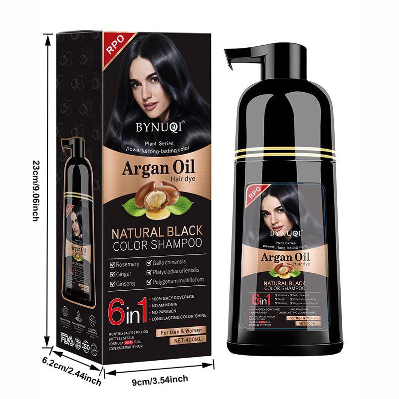 6 in 1 Argan Oil Plant Hair Dye Shampoo, Natural Hair Coloring Shampoo, Gentle Haircare & Styling Product for Women & Men