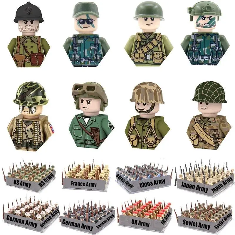 Mini Plastic World War II Military Uniform Action Figures, Kids' Christmas Gift Toy, Military Uniforms