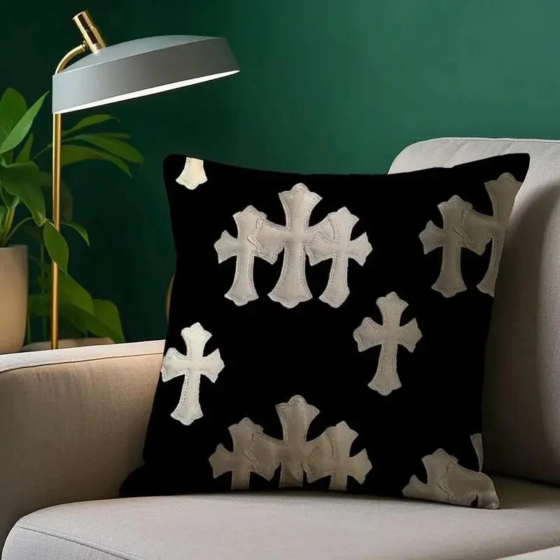 Cross Printed Pillowcase, Home Decoration for Sofa Chair, Car Decoration Pillow Cover, Stylish and Functional Accessory, Easy Maintenance
