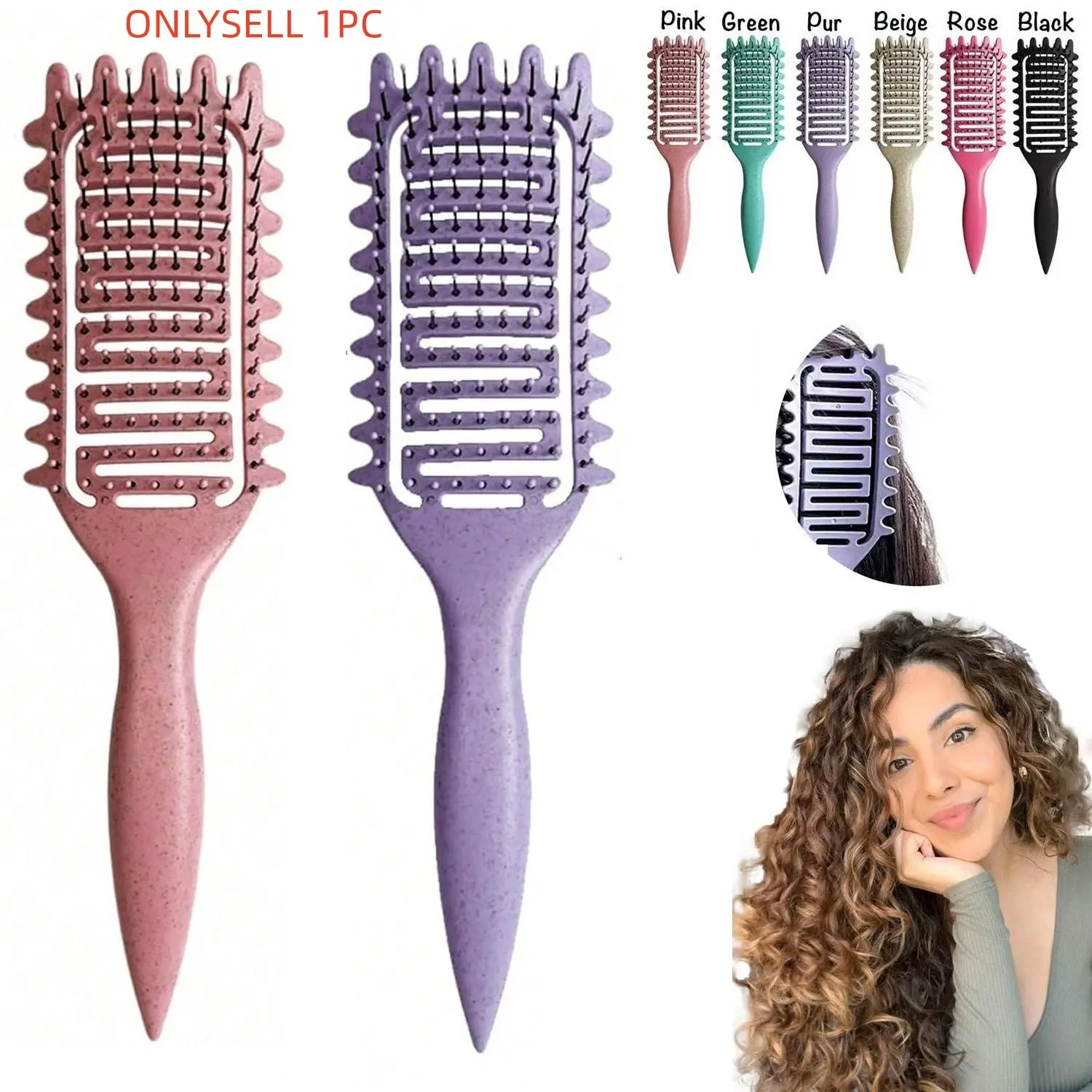 Ventilated Curling Brush for Curls, Waves, and Curly Hair, Fast Drying, Enhances Curls, Lightweight, Ideal for Travel, Home, Salon, Paddle Brush, Hairbrush, Hair Styling Tools