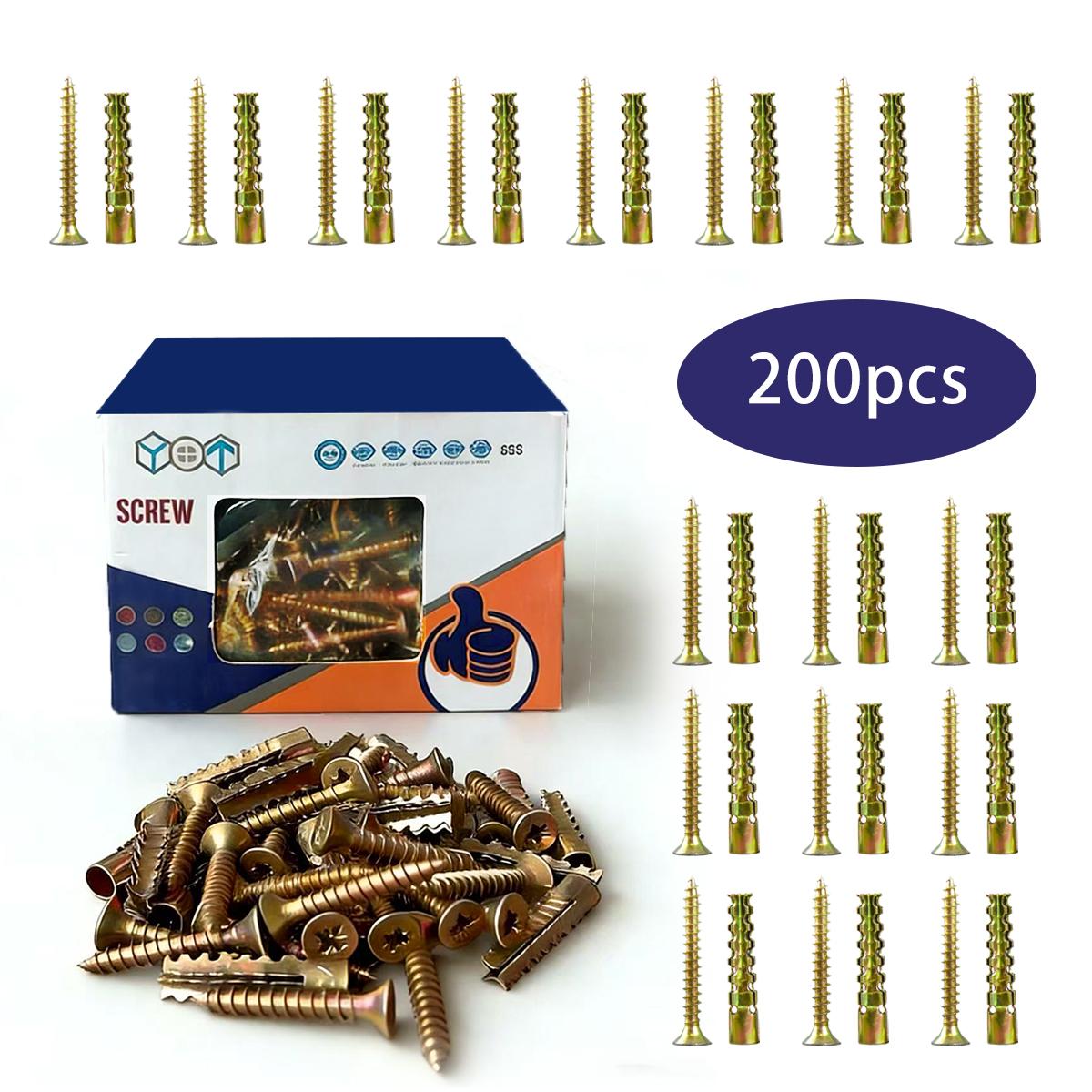 200PCS Self-Drilling Wall Anchor Kit 2026 Upgraded Gecko-Style Multi-Tooth Anchors 100LBS Load for Concrete Wood Hollow Walls Repair