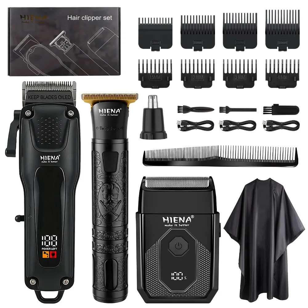 Men‘s Electric Hair Clipper Set with USB Fast Charging and Replaceable Nose Trimmer Head, All-in-One for Hair, Beard and Body Grooming, Perfect for Home and Travel, An Ideal Gift for Men