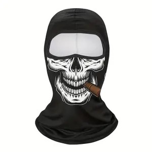 Skull Print Full Face Balaclava Unisex Breathable Sports Face Cover Windproof UV Sun Protection Headwear Ideal for Motorcycle Cycling Hiking Outdoor Activities