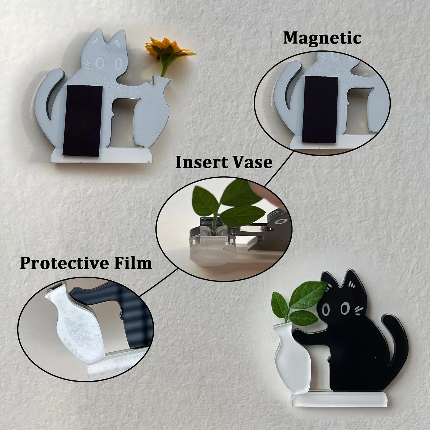 2pcs Cat Whisker Memory Jar with Lid- Acrylic Mini Vase and Cat Lover's Collectible, Suitable for Refrigerator Display, Decoration, Dried Flower Vase, and Cat Whisker Collector Ornament