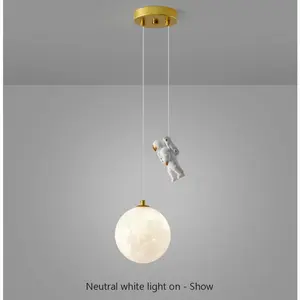 Nordic Moonlight Chandelier, Home Decor, Retro Dining Table Light, Creative Kids Room Lighting, Ceiling Mounted, Push Button Control, Bulb Included
