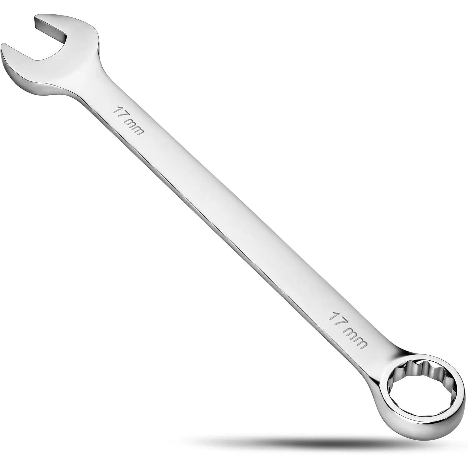 17mm Combination Wrench - Heavy-Duty Alloy Steel Metric Wrench with 15° Offset 12-Point Box End, Rustproof Coating, for Automotive Tools Applications